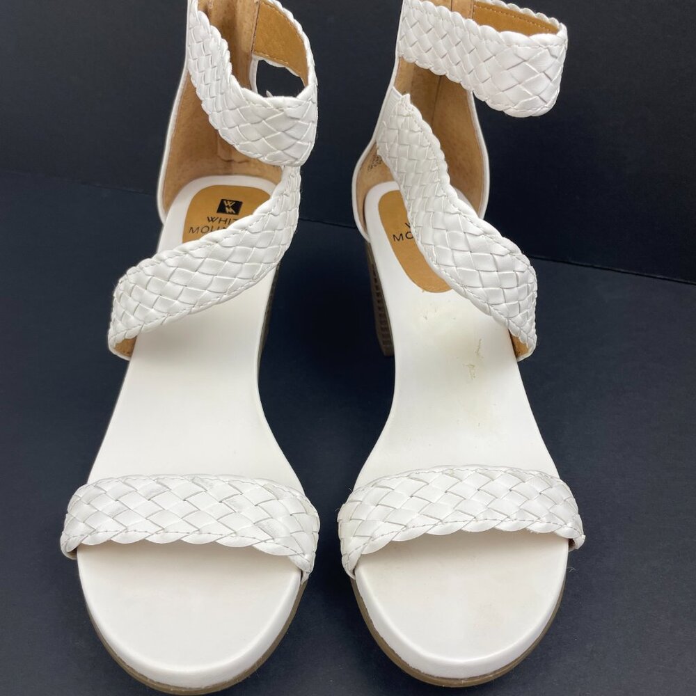 White Mountain SUNDOWN Gladiator White Braided Stacked Heel Sandals Size 6 M - Picture 3 of 12